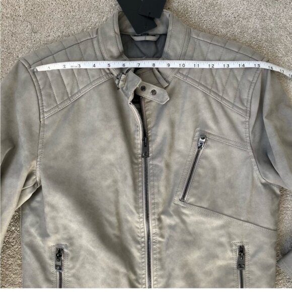 Guess NWT Mens Grey Quilted motorcycle drew suedes Jacket size XS - Picture 10 of 12